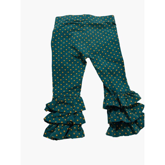 Matilda Jane Girls Community Garden Legging Size 12-18 months Green Polka Dot Ru - Picture 2 of 4